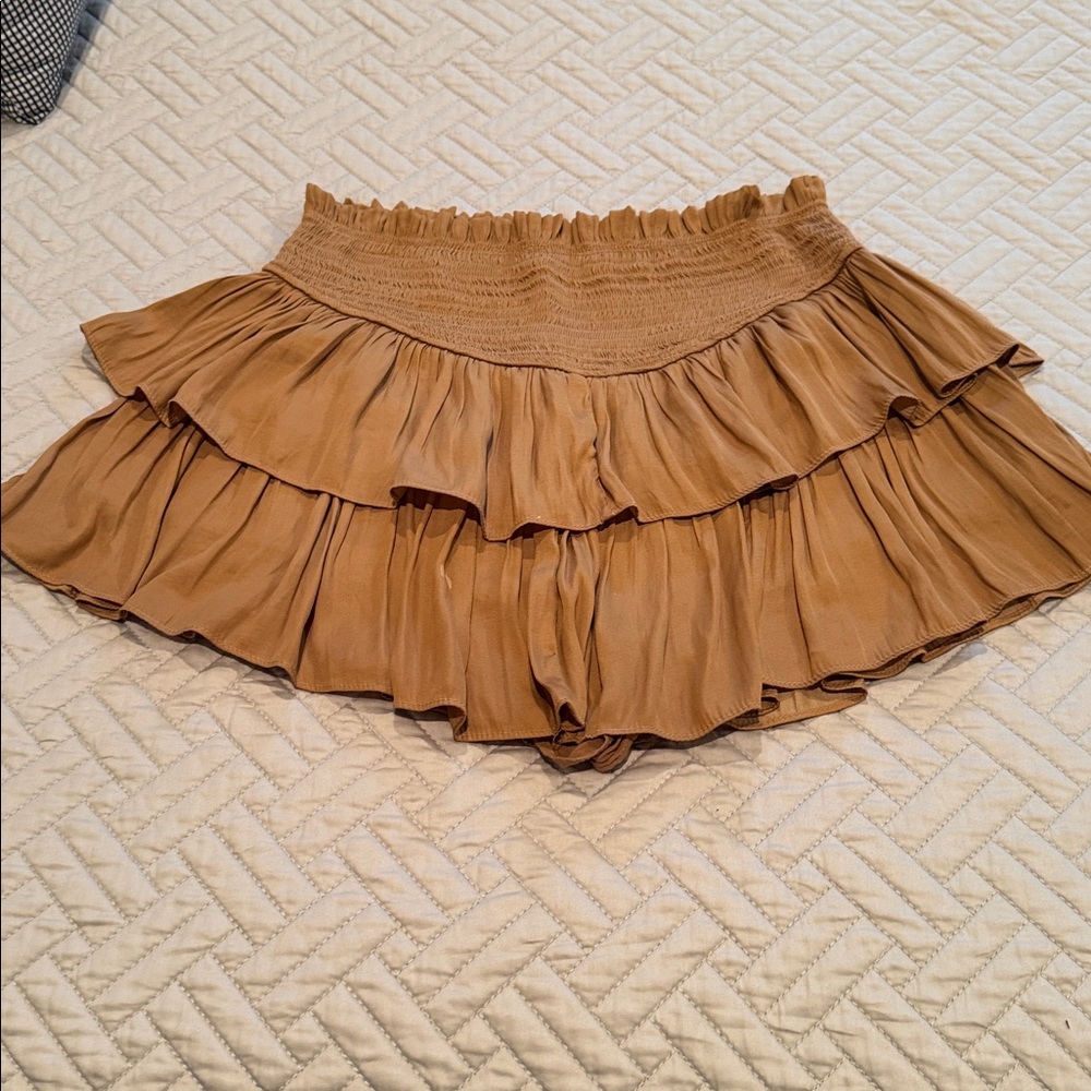 Mustard Seed Tan Ruffled Skort